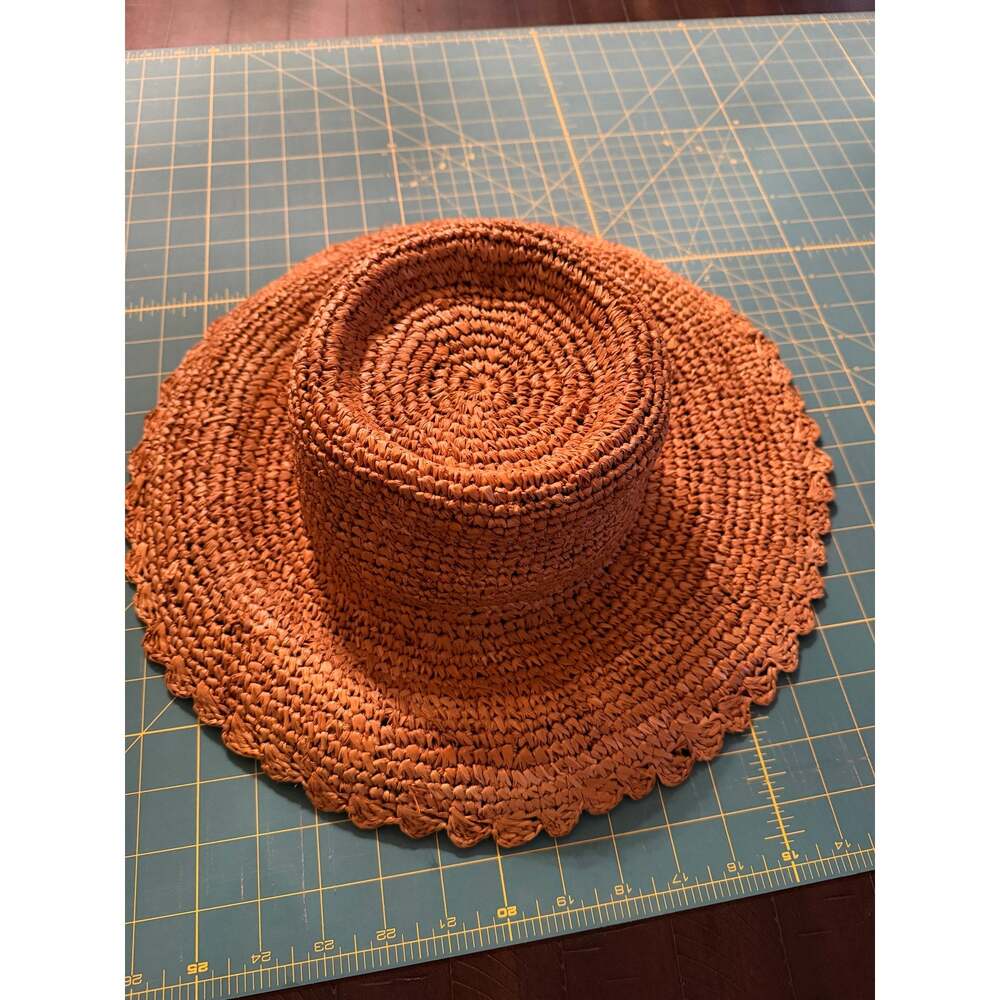 Anthropologie Wyeth Scalloped Edge Raffia Straw Sun Hat